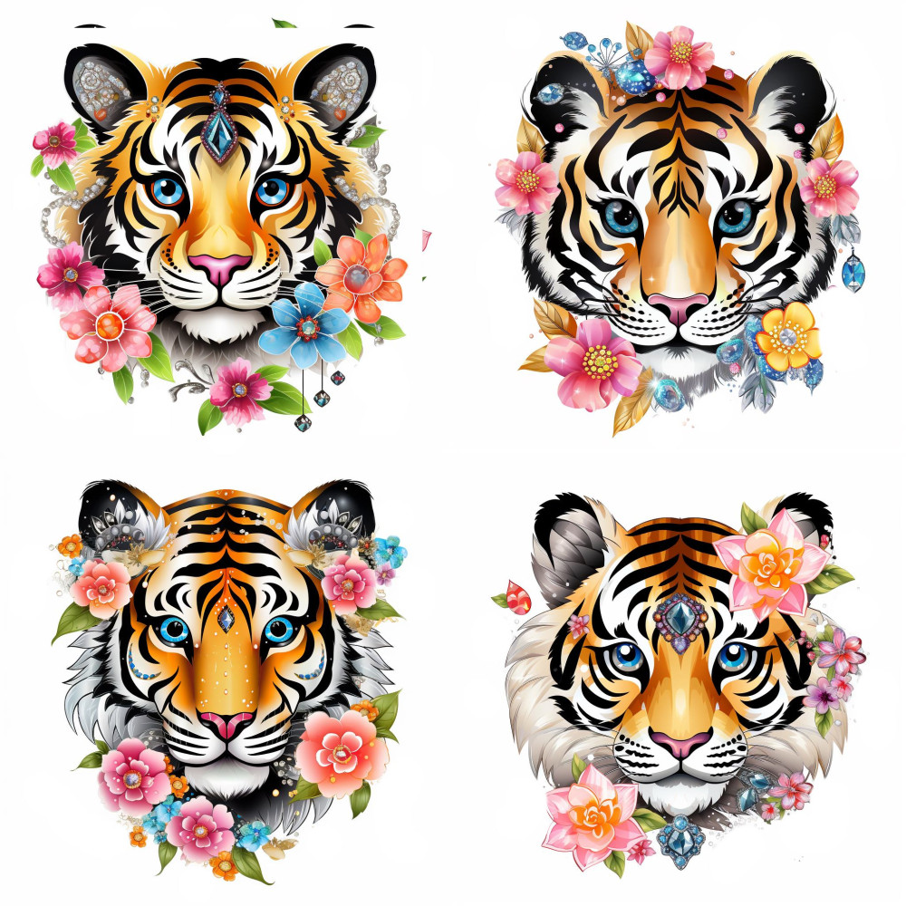 Tigris fejes díszes falmatrica | 8 + 24 db-os szett | 80 cm x 80 cm Tigris fejes díszes falmatrica | 8 + 24 db-os szett | 80 cm x 80 cm