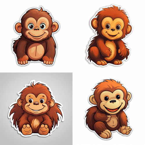 Majmocskák falmatrica | 8 + 24 db-os szett | 80 cm x 80 cm