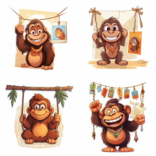 Vagány majmos falmatrica szett | 8 + 24 db-os szett | 80 cm x 80 cm