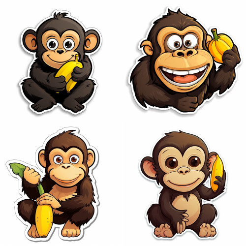 Majom banánnal falmatrica | 8 + 24 db-os szett | 80 cm x 80 cm