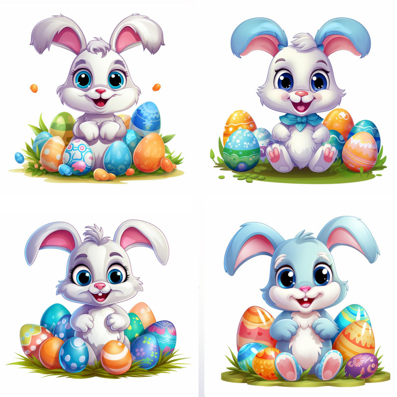 Húsvéti Nyuszis falmatrica | 8 + 24 db-os szett | 80 cm x 80 cm