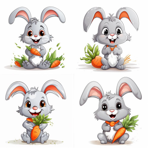 Nyuszi sárgarépával falmatrica | 8 + 24 db-os szett | 80 cm x 80 cm