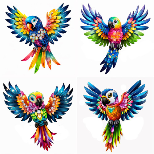 Papagájos falmatrica, síszes arapapagájok | 8 + 24 db-os szett | 80 cm x 80 cm