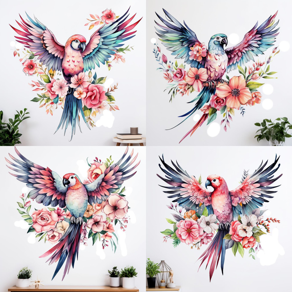Papagájos falmatrica, kék-piros arapapagáj, vízfesték hatású| 8 + 24 db-os szett | 80 cm x 80 cm Papagájos falmatrica, kék-piros arapapagáj, vízfesték hatású| 8 + 24 db-os szett | 80 cm x 80 cm
