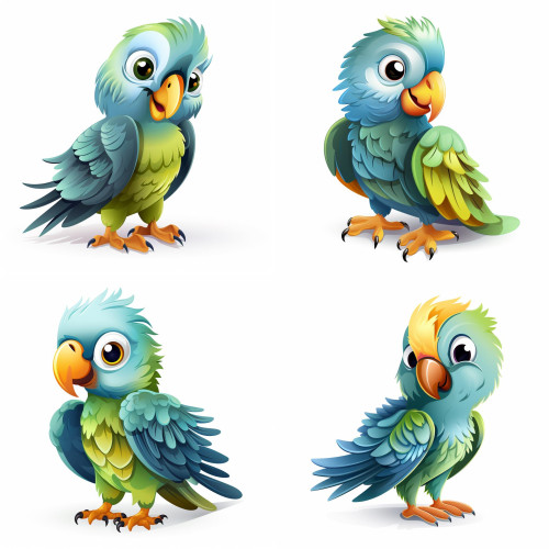 Zöld Lóri Papagájos falmatrica | 8 + 24 db-os szett | 80 cm x 80 cm