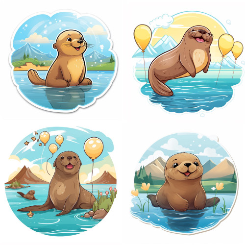 Fóka játszik falmatrica | 8 + 24 db-os szett | 80 cm x 80 cm Fóka játszik falmatrica | 8 + 24 db-os szett | 80 cm x 80 cm