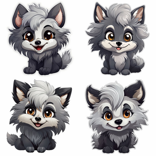 Farkas kölykök gyerek falmatrica | 8 + 24 db-os szett | 80 cm x 80 cm