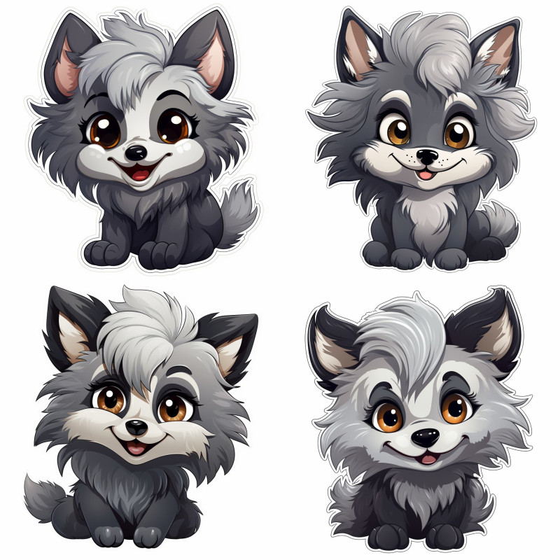 Farkas kölykök gyerek falmatrica | 8 + 24 db-os szett | 80 cm x 80 cm