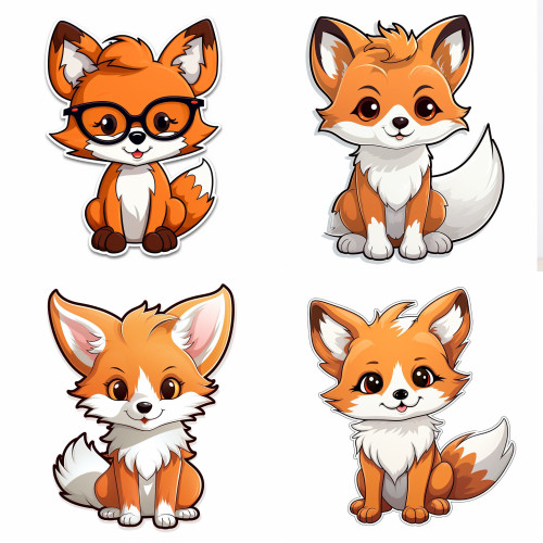 Egyszerű Rókás gyerek falmatrica | 8 + 24 db-os szett | 80 cm x 80 cm