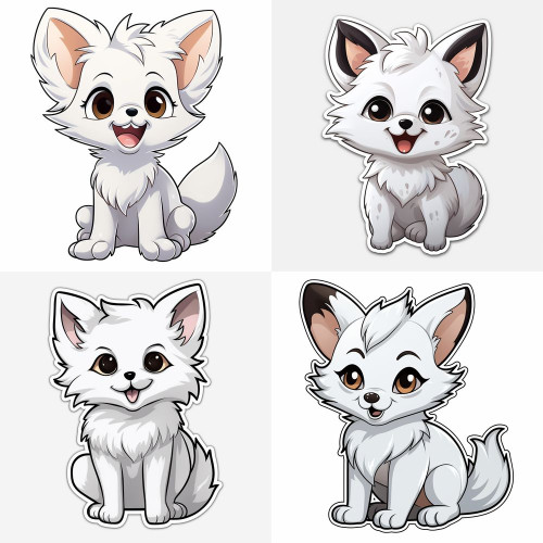 Letisztult, minimál fehér rókás falmatrica | 8 + 24 db-os szett | 80 cm x 80 cm