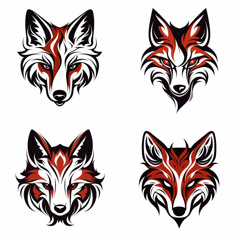 Róka fejes, tetoválás mintás falmatrica | 8 + 24 db-os szett | 80 cm x 80 cm Róka fejes, tetoválás mintás falmatrica | 8 + 24 db-os szett | 80 cm x 80 cm