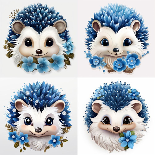 Vagány süni fejes falmatrica, virágokkal | 8 + 24 db-os szett | 80 cm x 80 cm