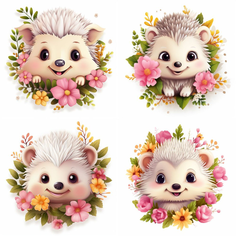 Albínó, fehér sünis falmatrica, virágokkal | 8 + 24 db-os szett | 80 cm x 80 cm