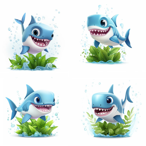 Cápás falmatrica, zöld levelekkel | 8 + 40 db-os szett | 80 cm x 80 cm Cápás falmatrica, zöld levelekkel | 8 + 40 db-os szett | 80 cm x 80 cm