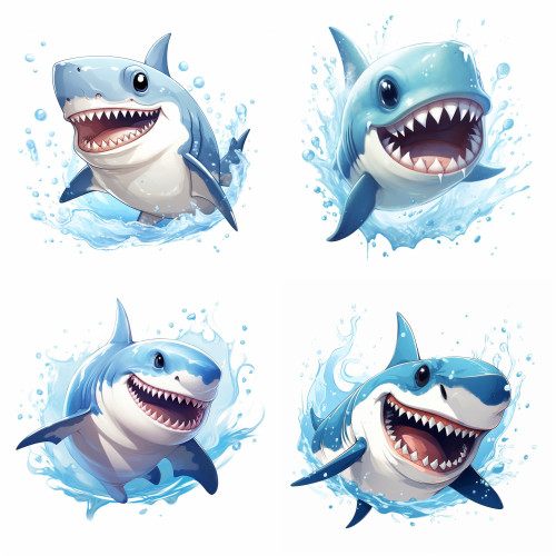 Nagy fehér cápás gyerek falmatrica | 8 + 40 db-os szett | 80 cm x 80 cm