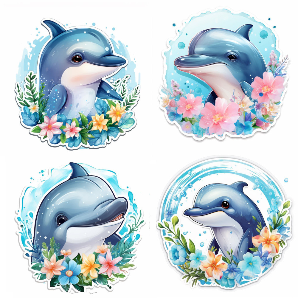 Delfin fejes falmatrica, virágokkal | 8 + 24 db-os szett | 80 cm x 80 cm