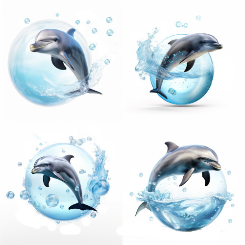 Élethű Delfines falmatrica | 8 + 24 db-os szett | 80 cm x 80 cm