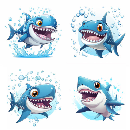 Nagy fehér Cápás faldekoráció vízbuborékokkal | 8 + 40 db-os szett | 80 cm x 80 cm