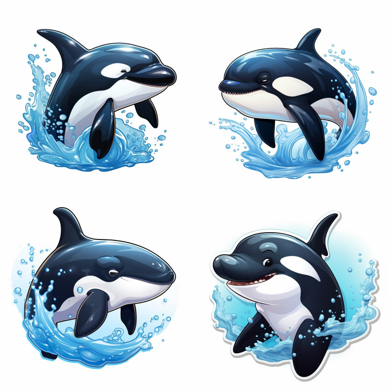 Kardszárnyú Delfines falmatrica | 8 + 24 db-os szett | 80 cm x 80 cm