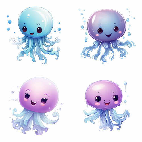 Medúzás gyerek faldekoráció | 8 + 40 db-os szett | 80 cm x 80 cm