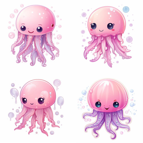 Medúzás rózsaszín falmatrica | 8 + 40 db-os szett | 80 cm x 80 cm