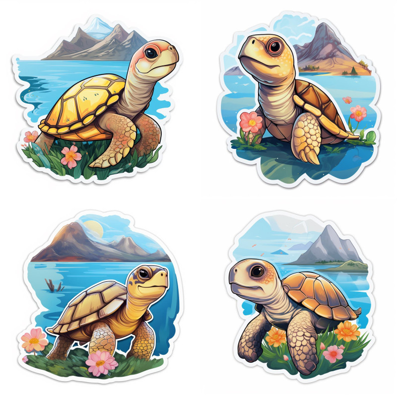 Teknősbéka hegy falmatrica virágokkal gyerekszobába | 8 + 24 db-os szett | 80 cm x 80 cm Teknősbéka hegy falmatrica virágokkal gyerekszobába | 8 + 24 db-os szett | 80 cm x 80 cm