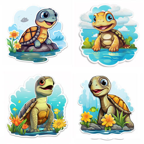 Teknősbéka falmatrica | 8 + 24 db-os szett | 80 cm x 80 cm