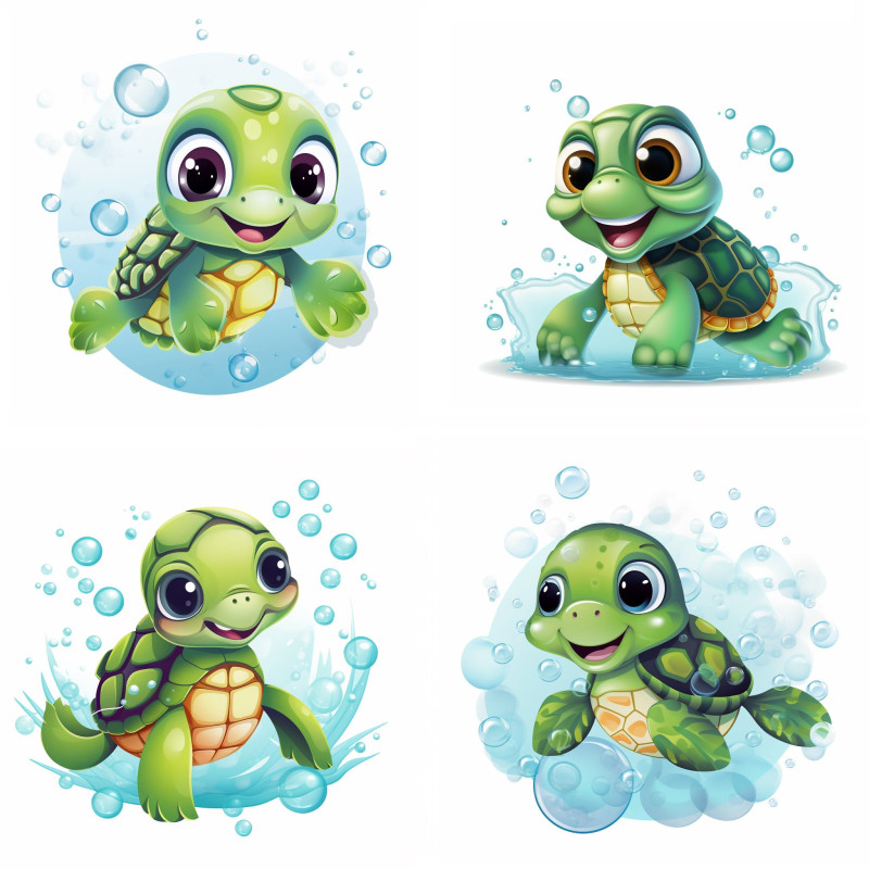 Teknősös vízcseppes faldekoráció | 8 + 40 db-os szett | 80 cm x 80 cm