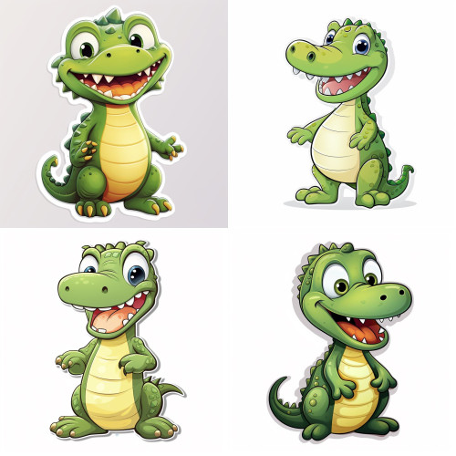 Krokodilos gyerek faldekoráció, zöld | 8 + 24 db-os szett | 80 cm x 80 cm