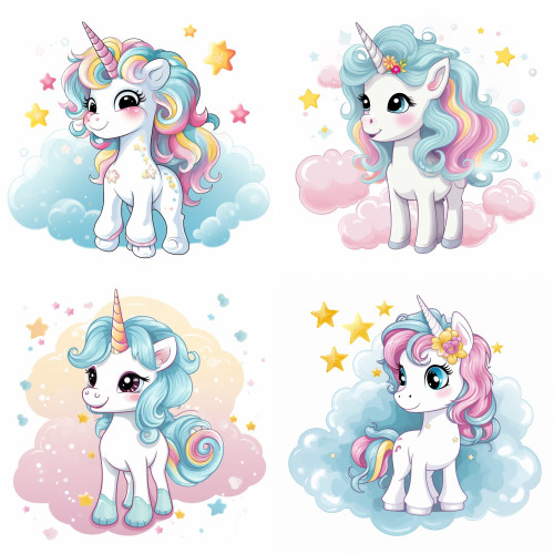 Egyszarvú falmatrica, egész alakos | 8 + 24 db-os szett | 80 cm x 80 cm