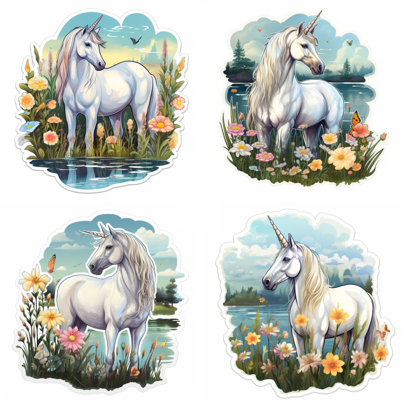 Fehér unikornis falmatrica, egész alakos | 8 + 24 db-os szett | 80 cm x 80 cm