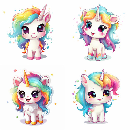 Szivárvány hajú unikornis falmatrica | 8 + 24 db-os szett | 80 cm x 80 cm