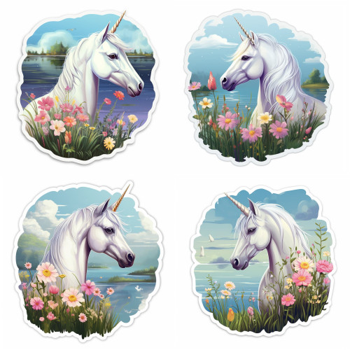 Fehér unikornis fejes falmatrica | 8 + 24 db-os szett | 80 cm x 80 cm