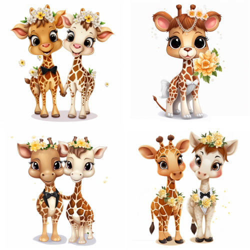 Zsiráf házasok falmatrica | 8 + 24 db-os szett | 80 cm x 80 cm Zsiráf házasok falmatrica | 8 + 24 db-os szett | 80 cm x 80 cm