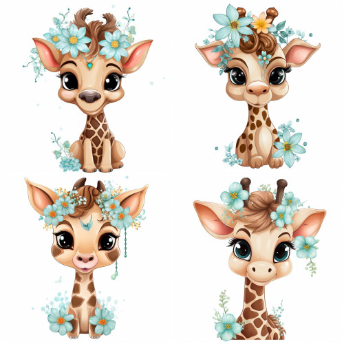 Zsiráfos menta virágos gyerek falmatrica | 8 + 24 db-os szett | 80 cm x 80 cm Zsiráfos menta virágos gyerek falmatrica | 8 + 24 db-os szett | 80 cm x 80 cm