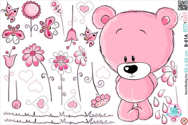 Macis falmatrica virágokkal, pink  |  29 db-os szett | 70 cm x 45 cm-től