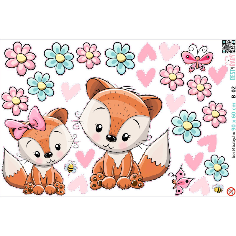 Rókás falmatrica | 28 db-os szett | 70 cm x 45 cm-től Rókás falmatrica | 28 db-os szett | 70 cm x 45 cm-től