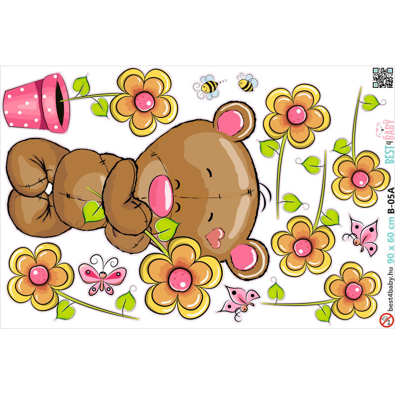 Maci virágokkal, kislány | 12 db-os szett | 70 cm x 45 cm-től Maci virágokkal, kislány | 12 db-os szett | 70 cm x 45 cm-től