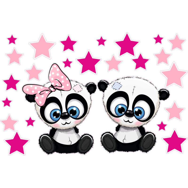 Pandamackós falmatrica szett, csillagos | 25 db-os szett | 70 cm x 45 cm-től Pandamackós falmatrica szett, csillagos | 25 db-os szett | 70 cm x 45 cm-től