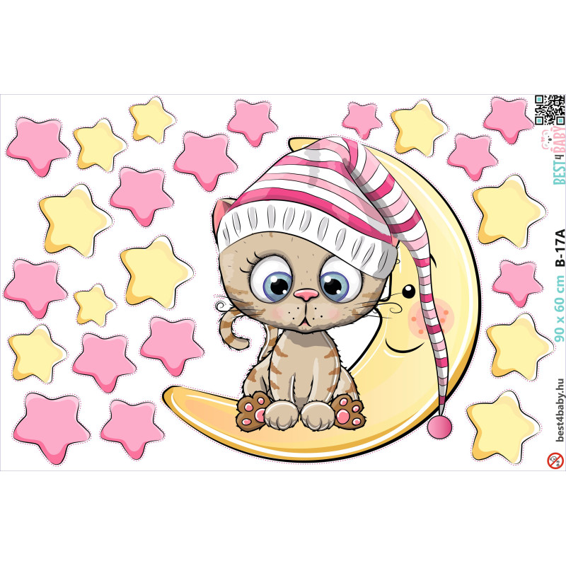 Cicás gyerek falmatrica, lány, prémium | 24 db-os szett | 70 cm x 45 cm-től