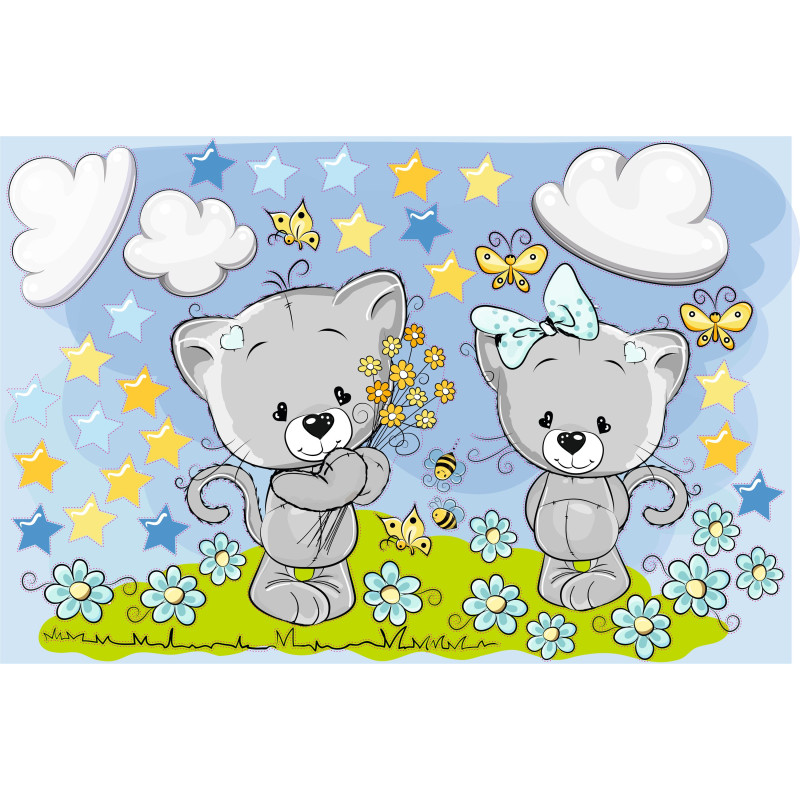 Cicás kisfiú szoba falmatrica | 45 db-os szett | 70 cm x 45 cm-től