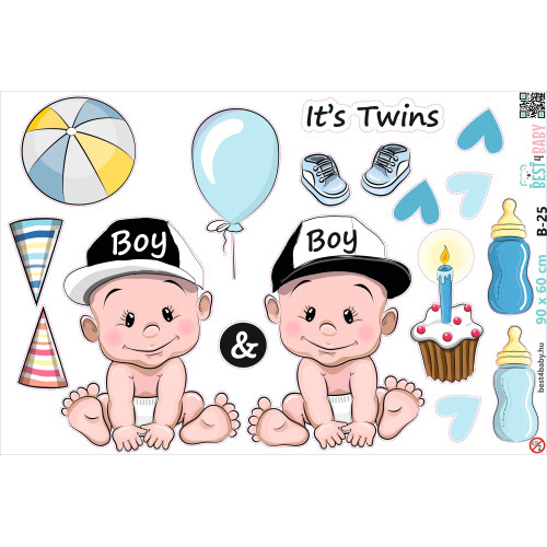 Ikrek falmatrica, szülinapos | 17 db-os szett | 70 cm x 45 cm-től