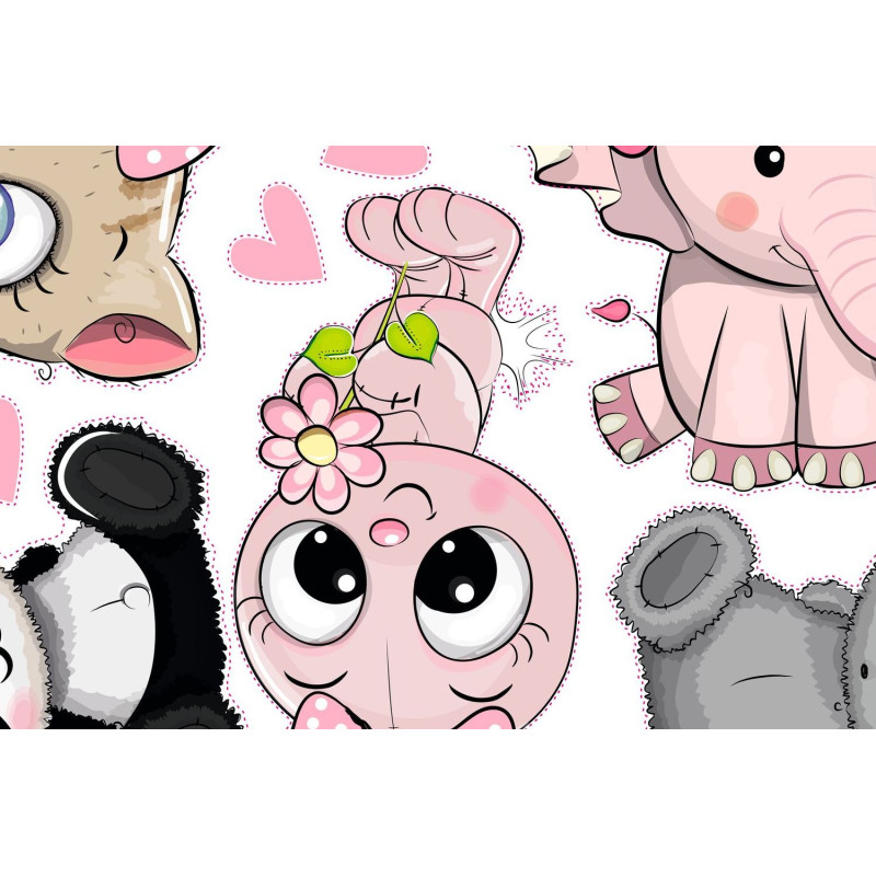 Állatos kislány falmatrica csomag | 20 db-os szett | 70 cm x 45 cm-től