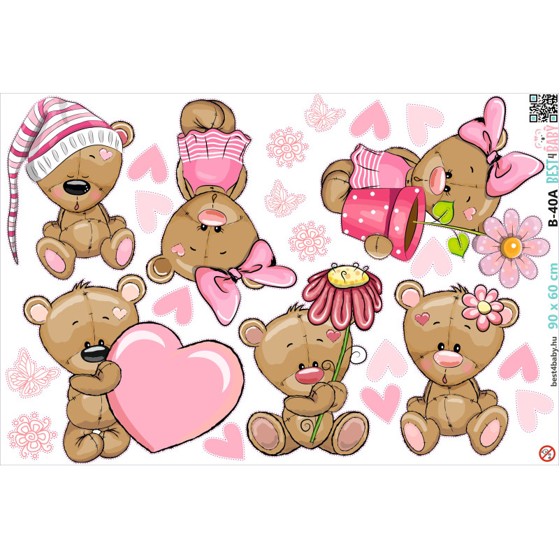 Macis falmatrica csomag | 23 db-os szett | 70 cm x 45 cm-től Macis falmatrica csomag | 23 db-os szett | 70 cm x 45 cm-től