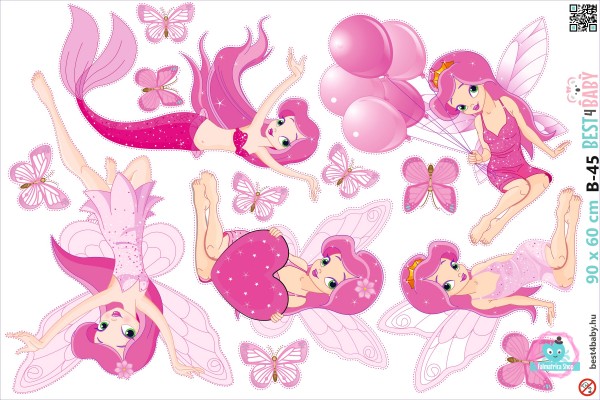 Rózsaszín kislány tündérek  |  13 db-os szett | 70 cm x 45 cm-től