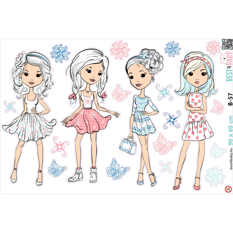 Lányok falmatrica | 20 db-os szett | 70 cm x 45 cm-től