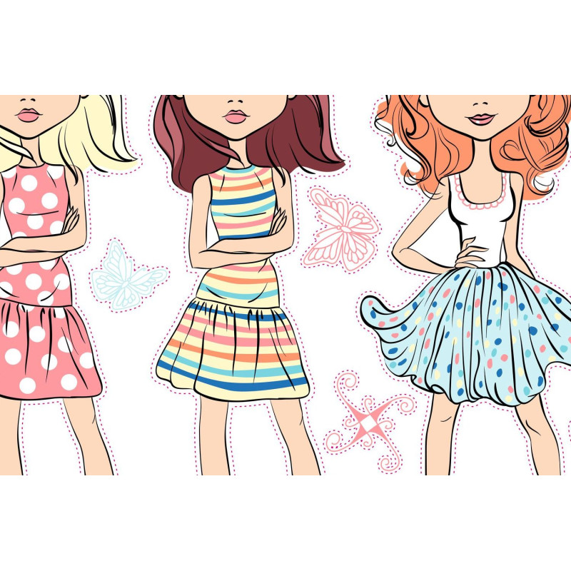 Divatos lányos falmatrica | 19 db-os szett | 70 cm x 45 cm-től