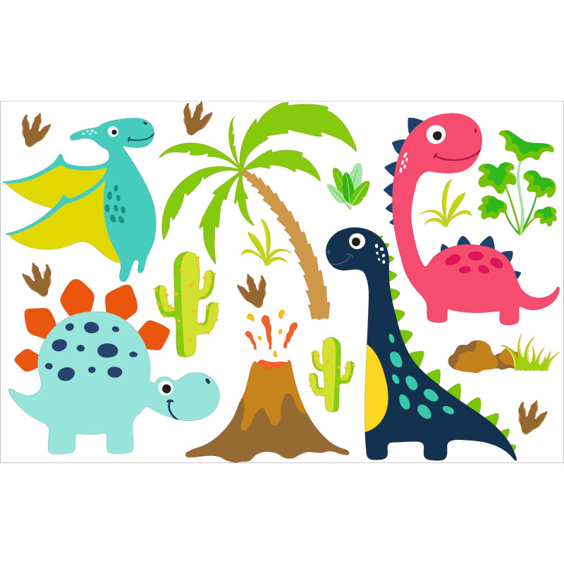 Dinoszauruszos falmatrica szett | 18 db-os szett | 70 cm x 45 cm-től