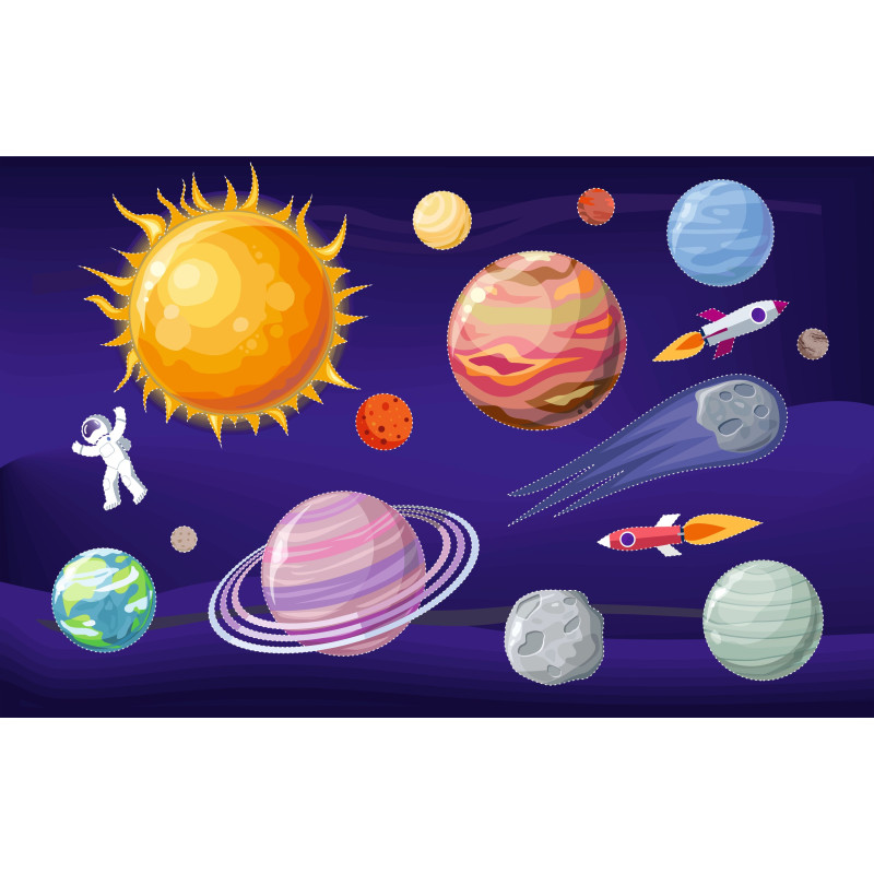 Naprendszer, bolygós falmatrica szett | 16 db-os szett | 70 cm x 45 cm-től