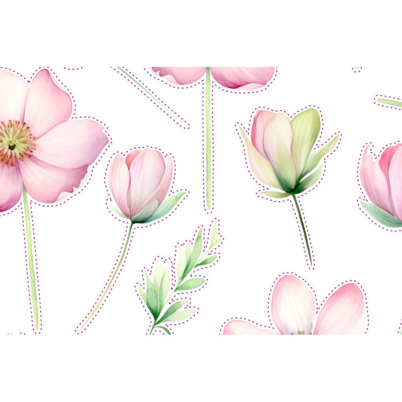 Rózsaszín virágos falmatrica | 21 db-os szett | 70 cm x 45 cm